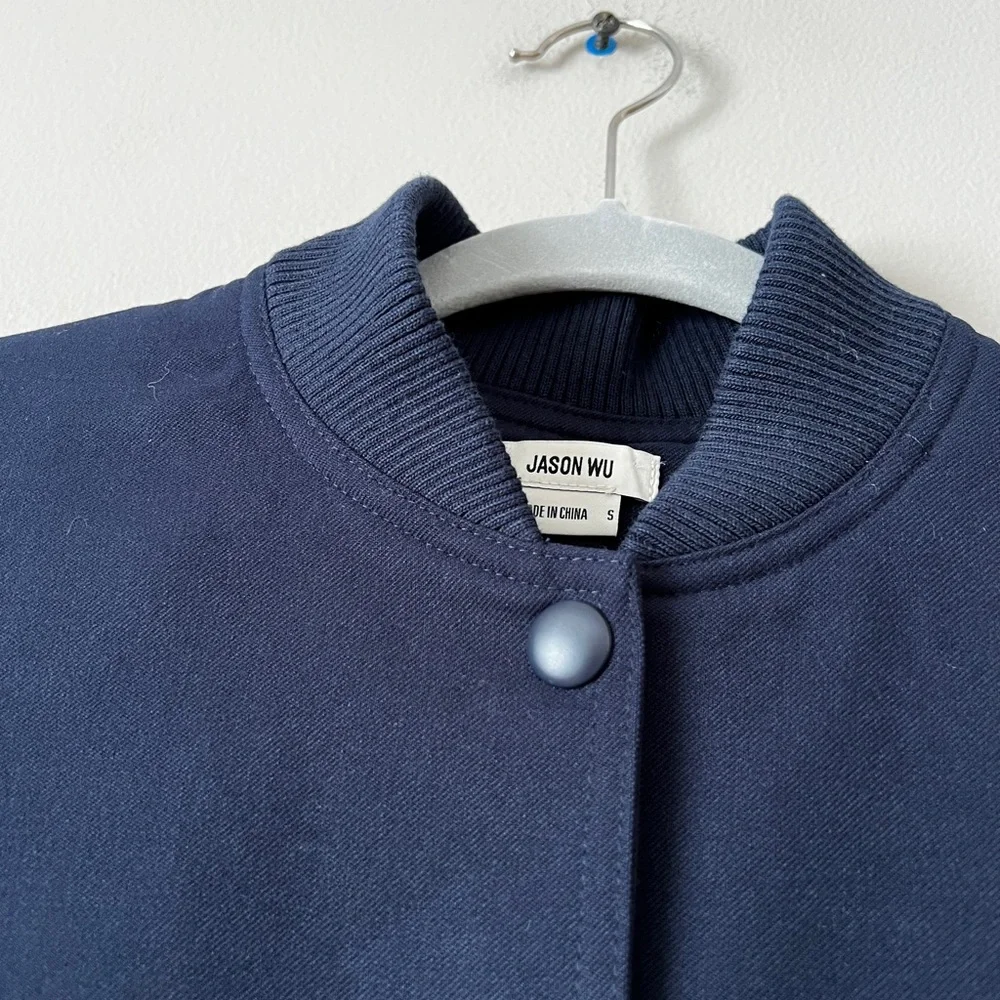Jason Wu navy blue bomber jacket with pockets line new S - Picture 7 of 14